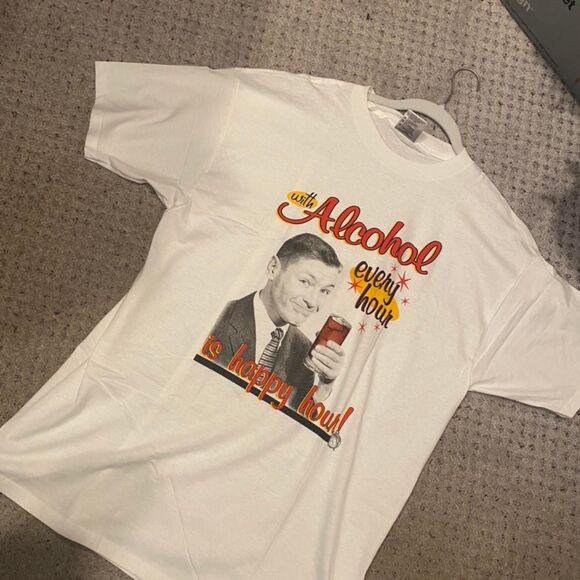 Oneita 50's Style Alcohol Graphic Men's Power T-Shirt - Picture 1 of 4